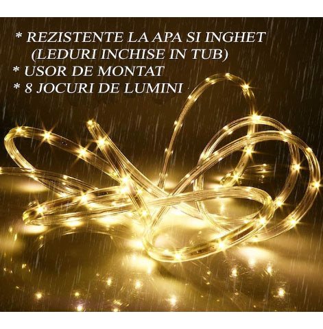 Instalatie pentru craciun, luminoasa, 20 metri, 200 Leduri, pentru interior, alb cald - BUZ.RO