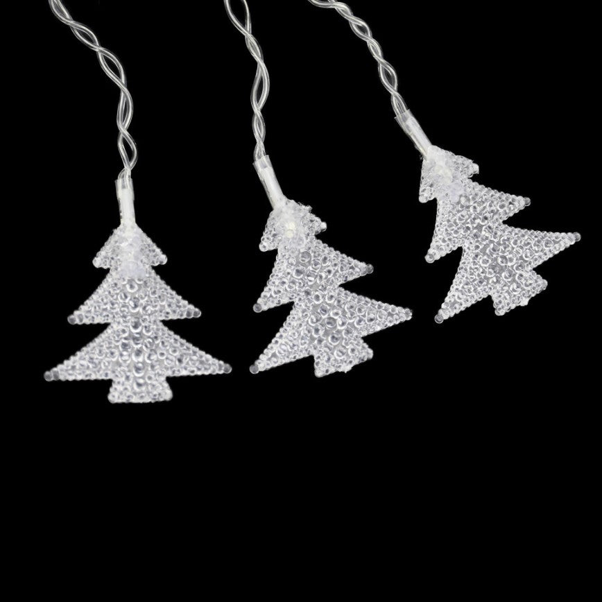 Instalatie pentru craciun, perdea luminoasa, cu braduti, 3.5 metri, lumini LED, pentru interior sau exterior, alb cald