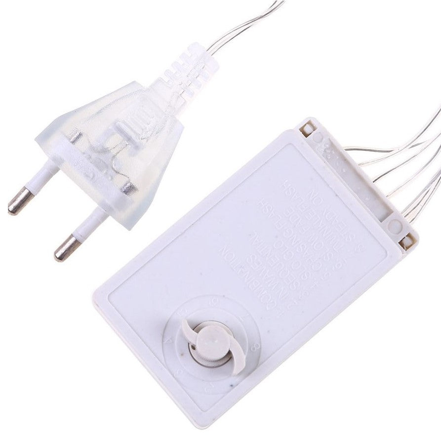 Instalatie Craciun, perdea luminoasa, cu fulgI, stele, alb rece , 3.5 metri, 8 jocuri de lumini, 220V, interconectabila