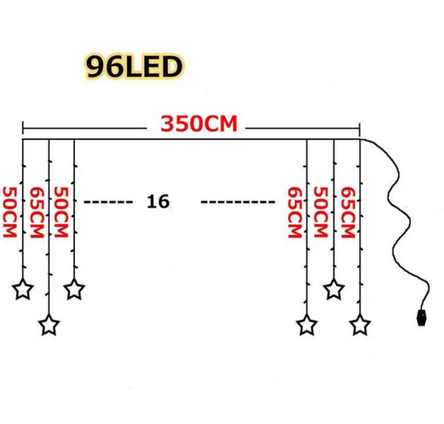 Instalatie pentru Craciun, perdea luminoasa, ploaie de stele, 3.5 metri, pentru interior, lumini LED, alb cald