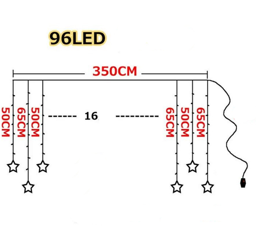 Instalatie pentru Craciun, perdea luminoasa, ploaie de stele, 3.5 metri, pentru interior sau exterior, lumini LED, alb cald