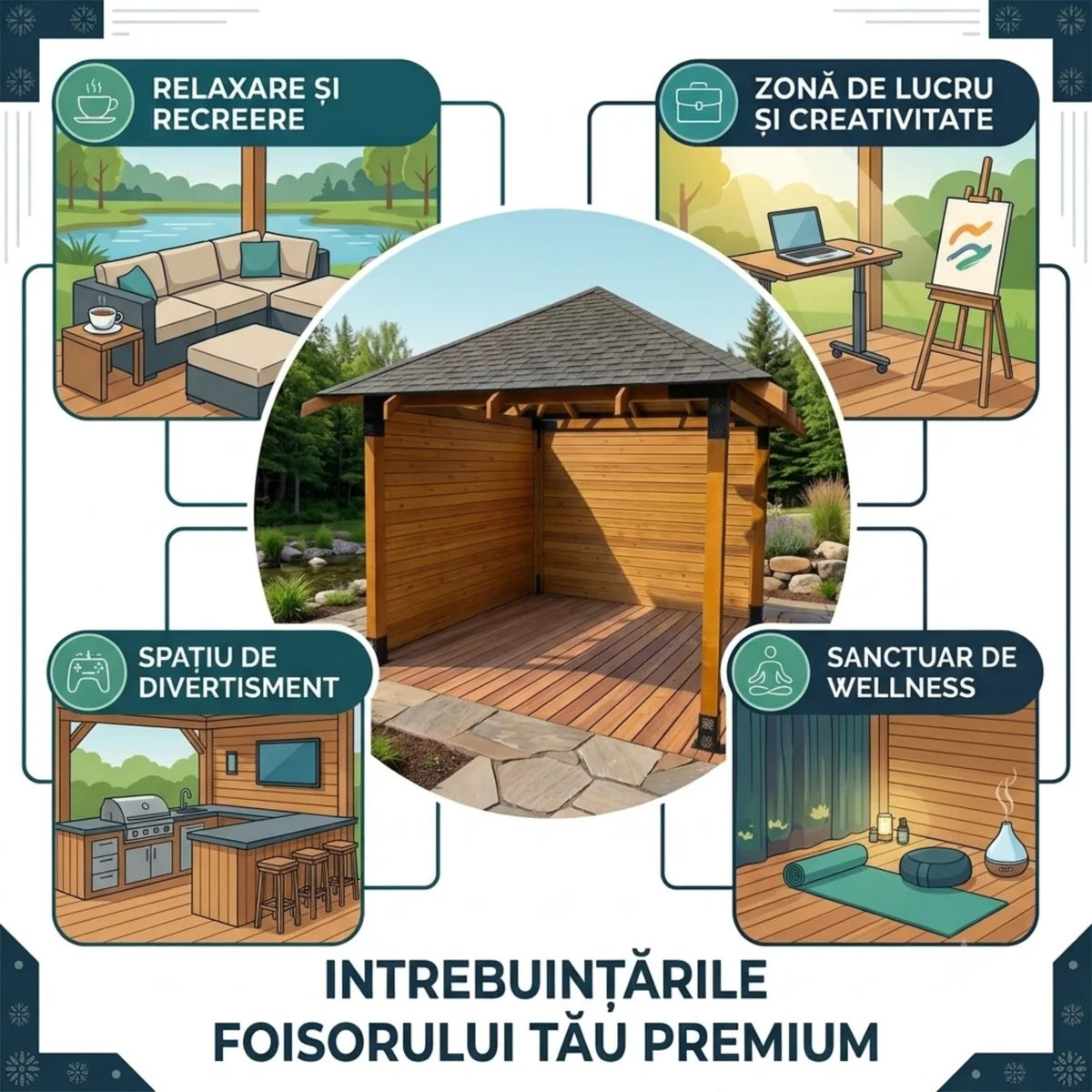 Foisor lemn Bucovina 3x3m - Premium