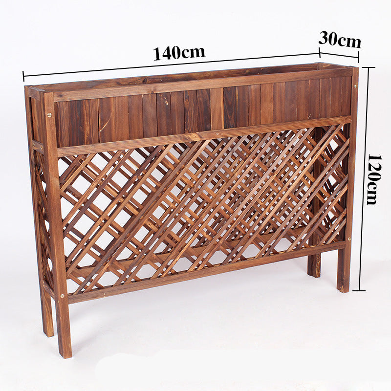 Jardiniera, jardiniera flori, de gradina, terasa, din lemn, maro inchis, 140x120x30 cm