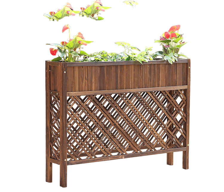 Jardiniera, jardiniera flori, de gradina, terasa, din lemn, maro inchis, 140x120x30 cm