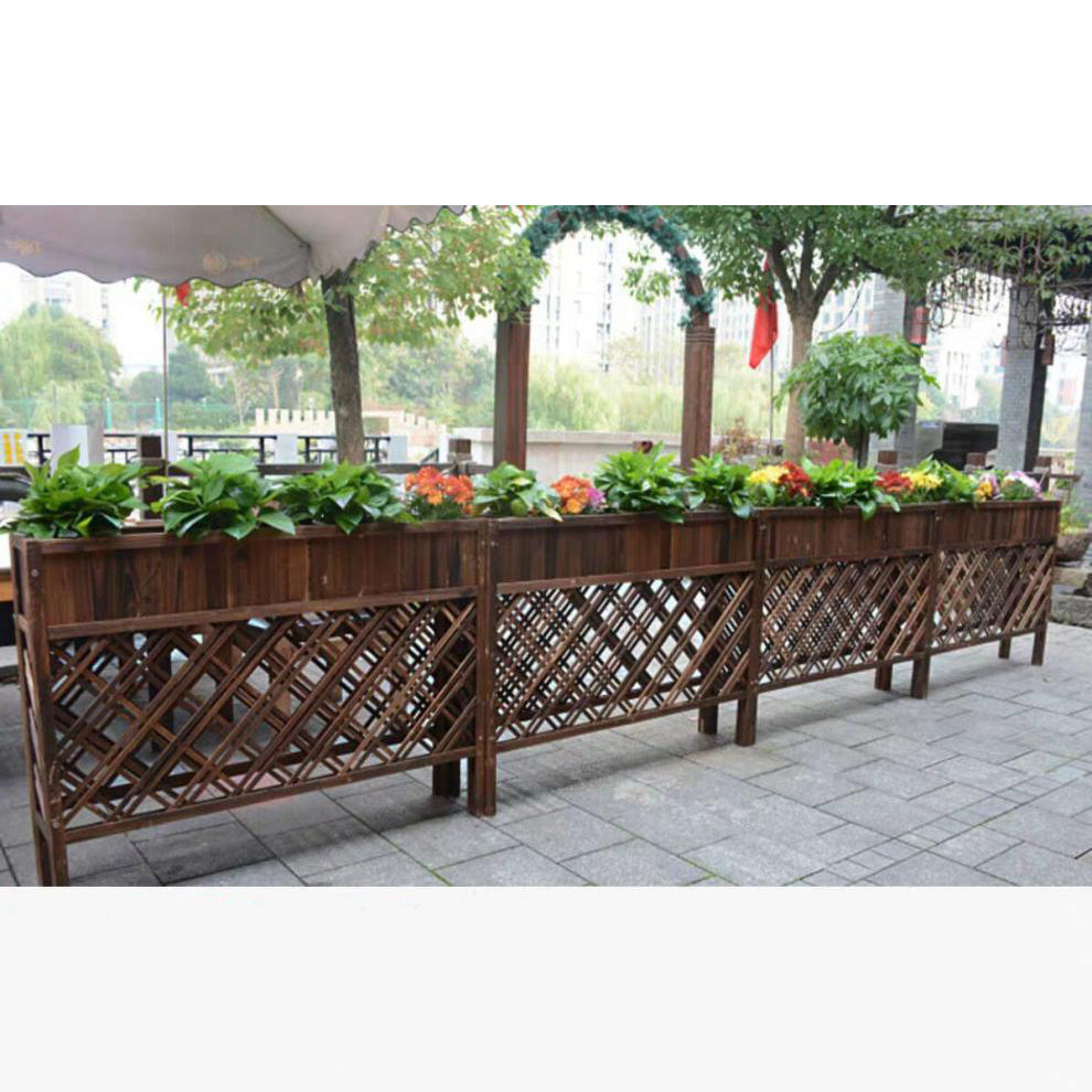 Jardiniera, jardiniera flori, de gradina, terasa, din lemn, maro inchis, 140x120x30 cm