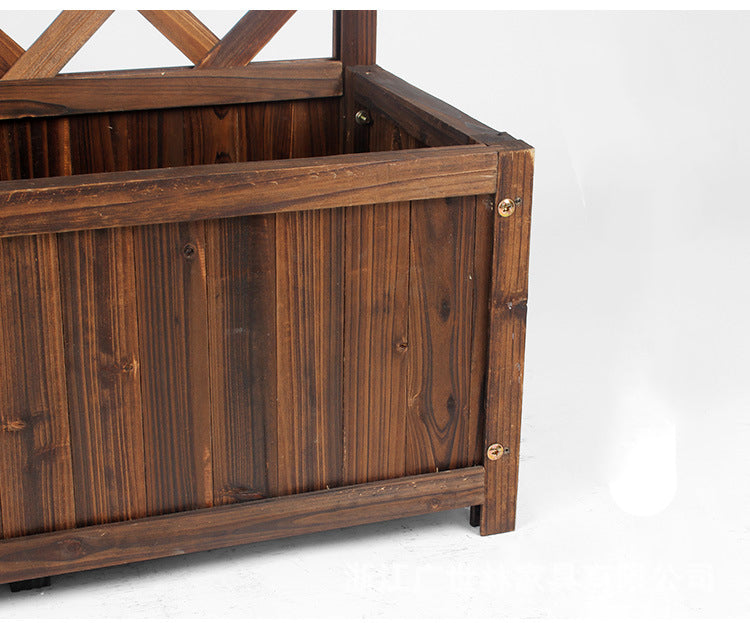 Jardiniera, spalier, Suport flori, de gradina, terasa, din lemn, maro inchis, 180 cm