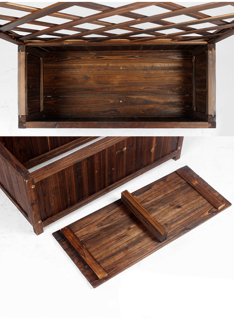 Jardiniera, spalier, Suport flori, de gradina, terasa, din lemn, maro inchis, 180 cm