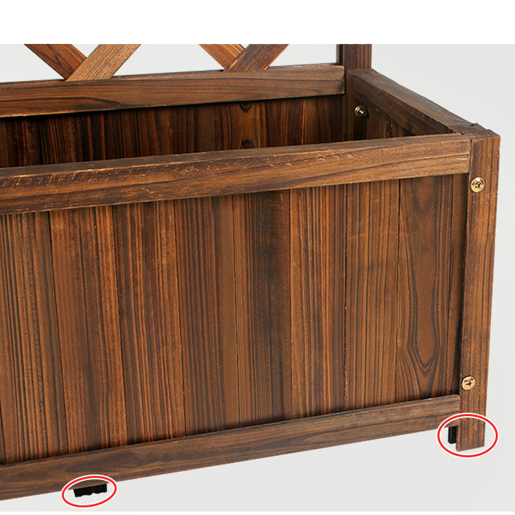 Jardiniera, spalier, Suport flori, de gradina, terasa, din lemn, maro inchis, 180 cm