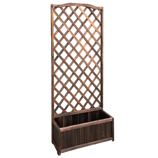 Jardiniera, spalier, Suport flori, de gradina, terasa, din lemn, maro inchis, 180 cm