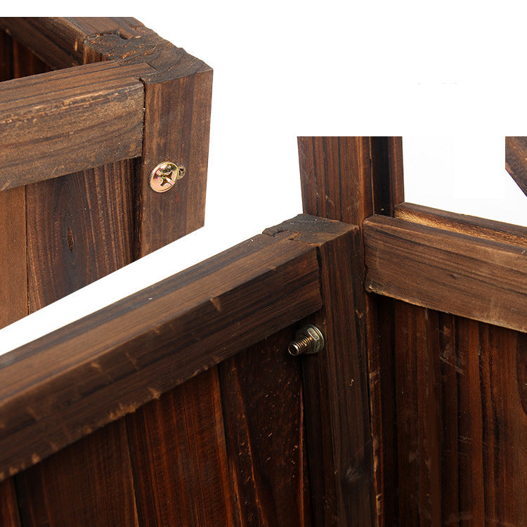 Jardiniera, spalier, Suport flori, de gradina, terasa, din lemn, maro inchis, 180 cm