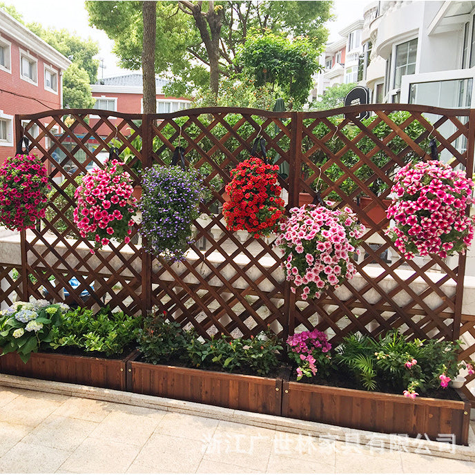 Jardiniera, spalier, Suport flori, de gradina, terasa, din lemn, maro inchis, 180 cm