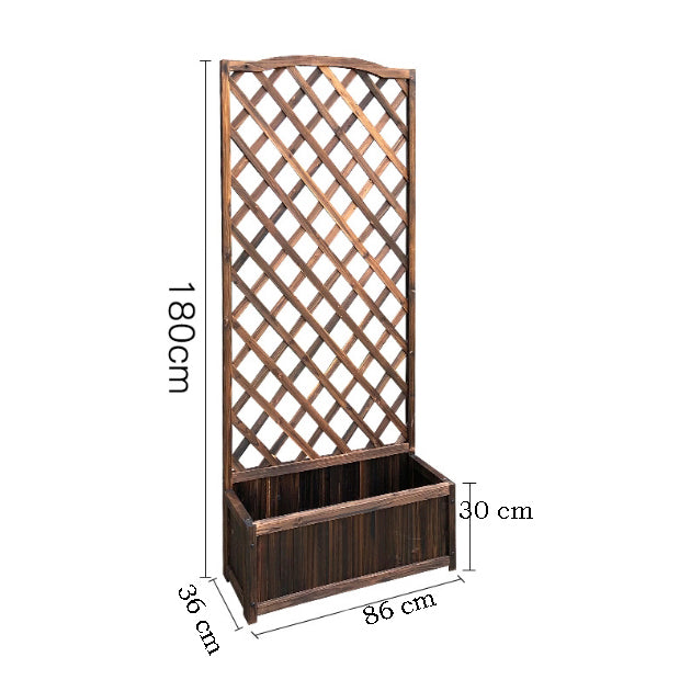 Jardiniera, spalier, Suport flori, de gradina, terasa, din lemn, maro inchis, 180 cm