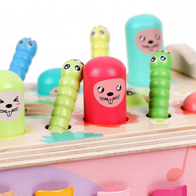 Joc de motricitate, dexteritate, ciocanel, undita, pian, joc de indemanare, din lemn, bufnita