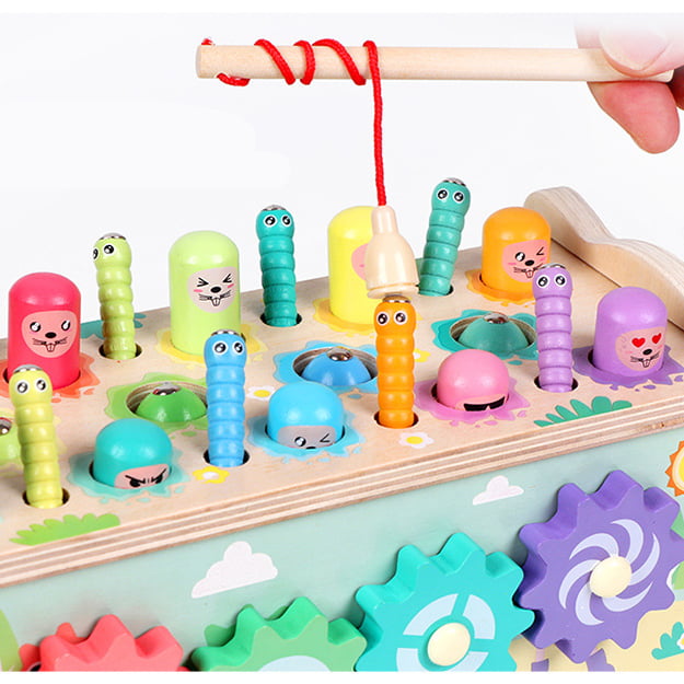 Joc de motricitate, dexteritate, ciocanel, undita, pian, joc de indemanare, din lemn, bufnita