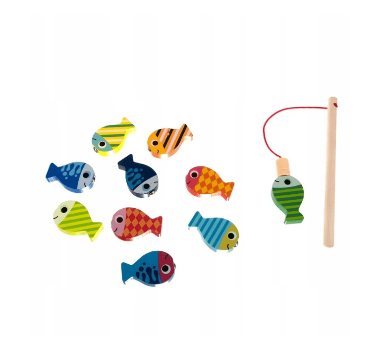 Joc educativ din lemn 6 in 1 logaritmic Montessori cu litere, cifre, forme geometrice si undita - BUZ.RO