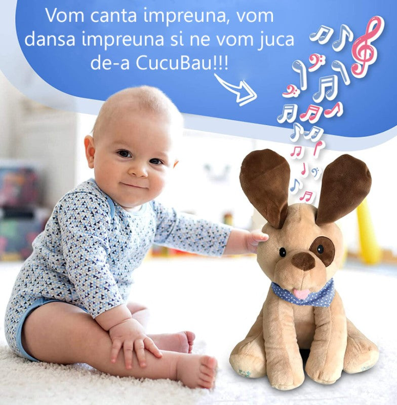 Catel de plus, catel interactiv, peek a boo, v-ati ascunselea, maro, 26 cm