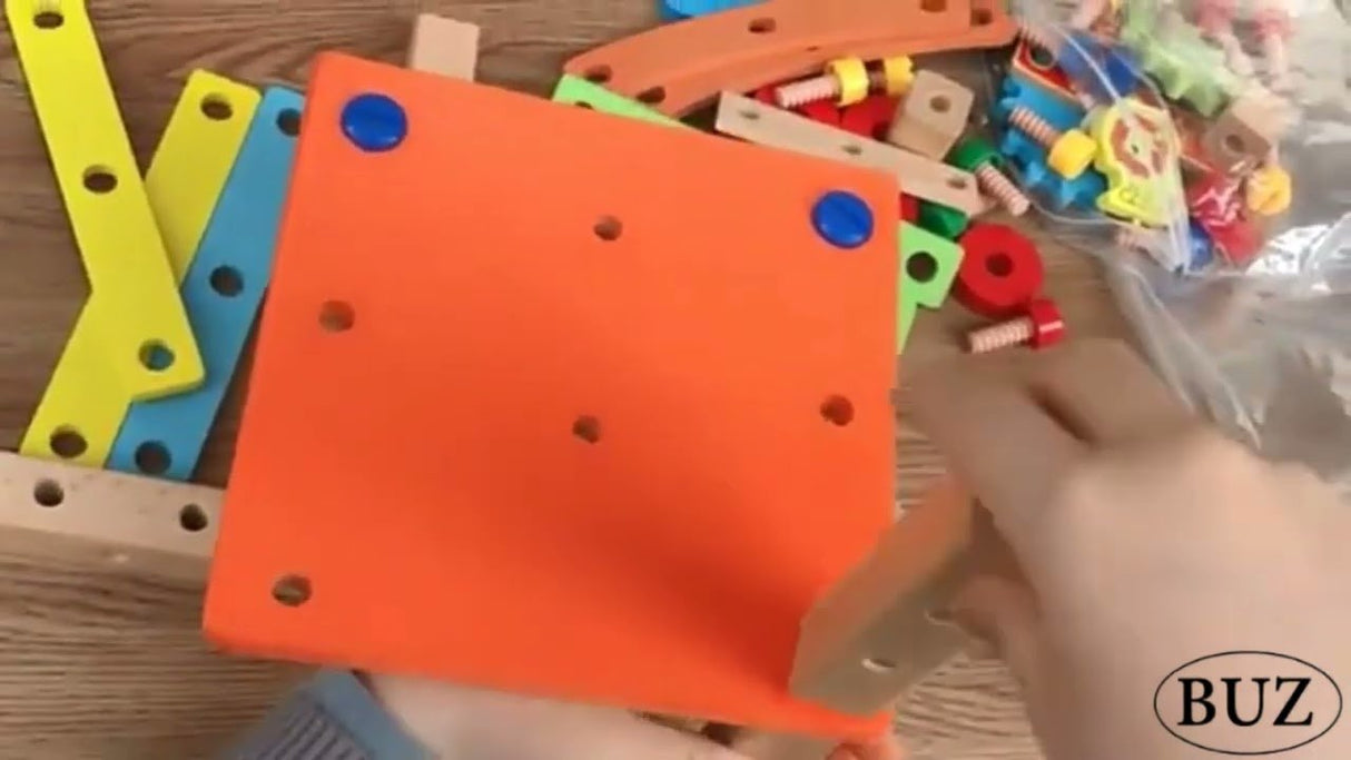 Jucarie din lemn educativa si interactiva, tip scaunel, multifunctional, Montessori, asociere, invatare prin joaca - BUZ.RO