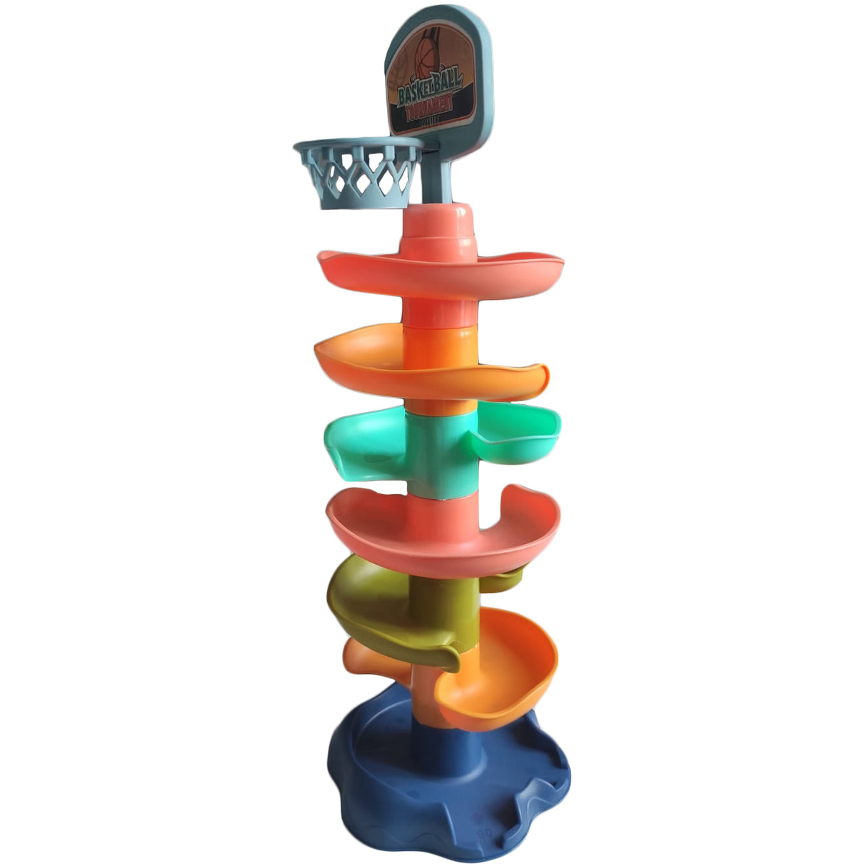 Jucarie interactiva circuit cu bile si cos de basket, 7 nivele, multicolor