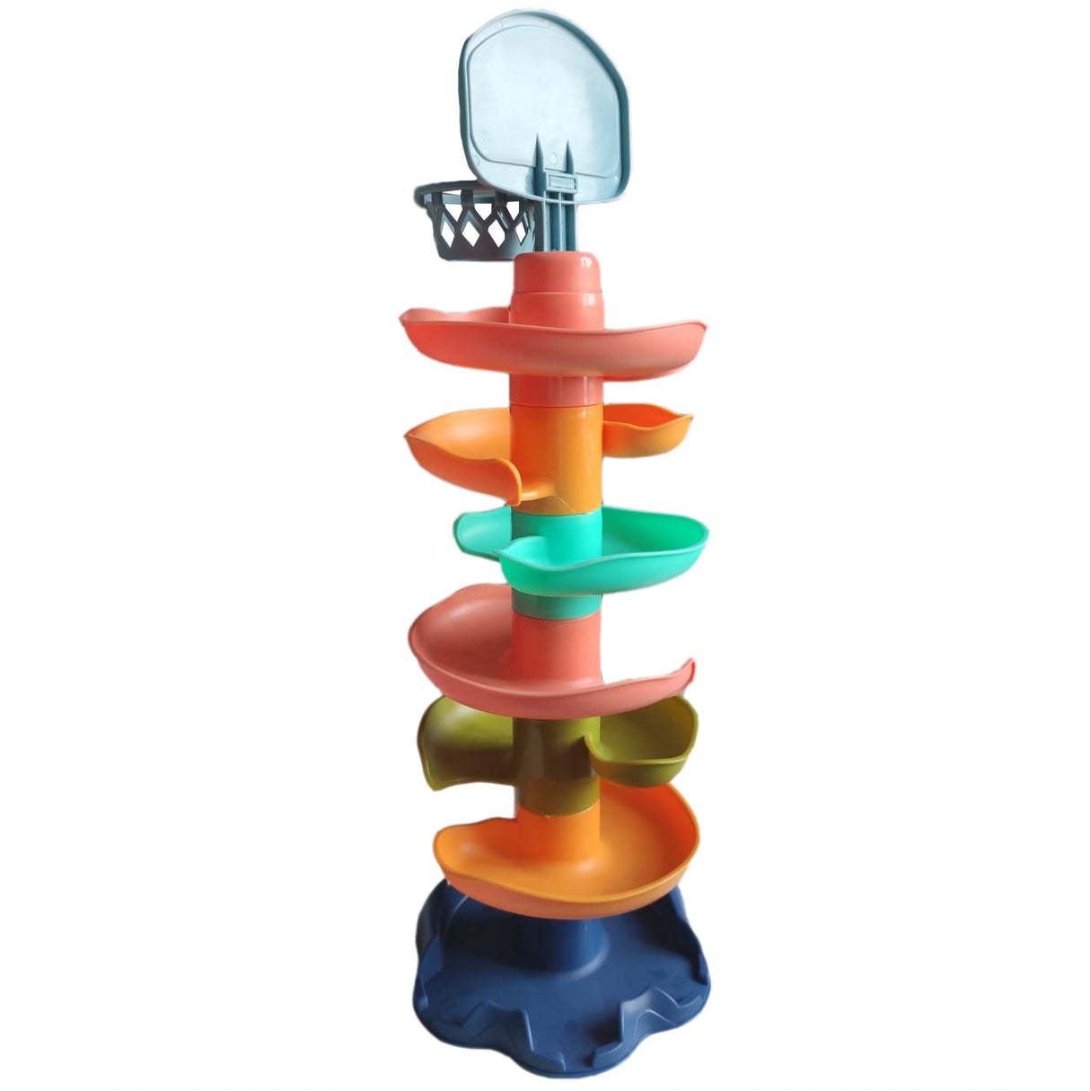 Jucarie interactiva circuit cu bile si cos de basket, 7 nivele, multicolor