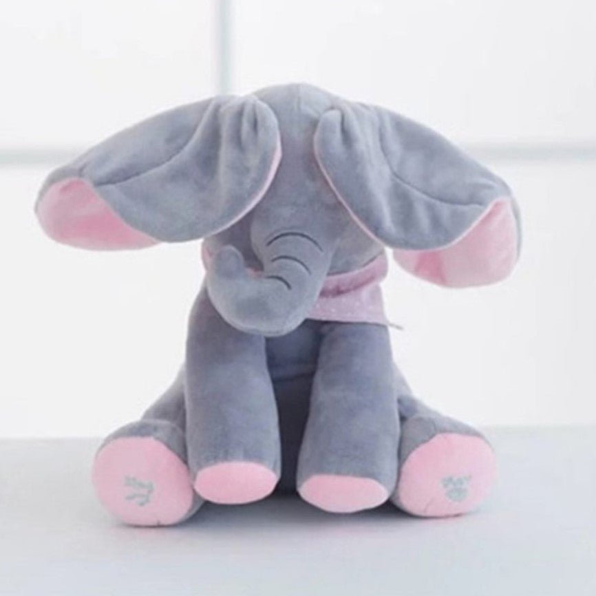 Jucarie interactiva elefant, peek a boo, canta si vorbeste, limba engleza, roz - BUZ.RO