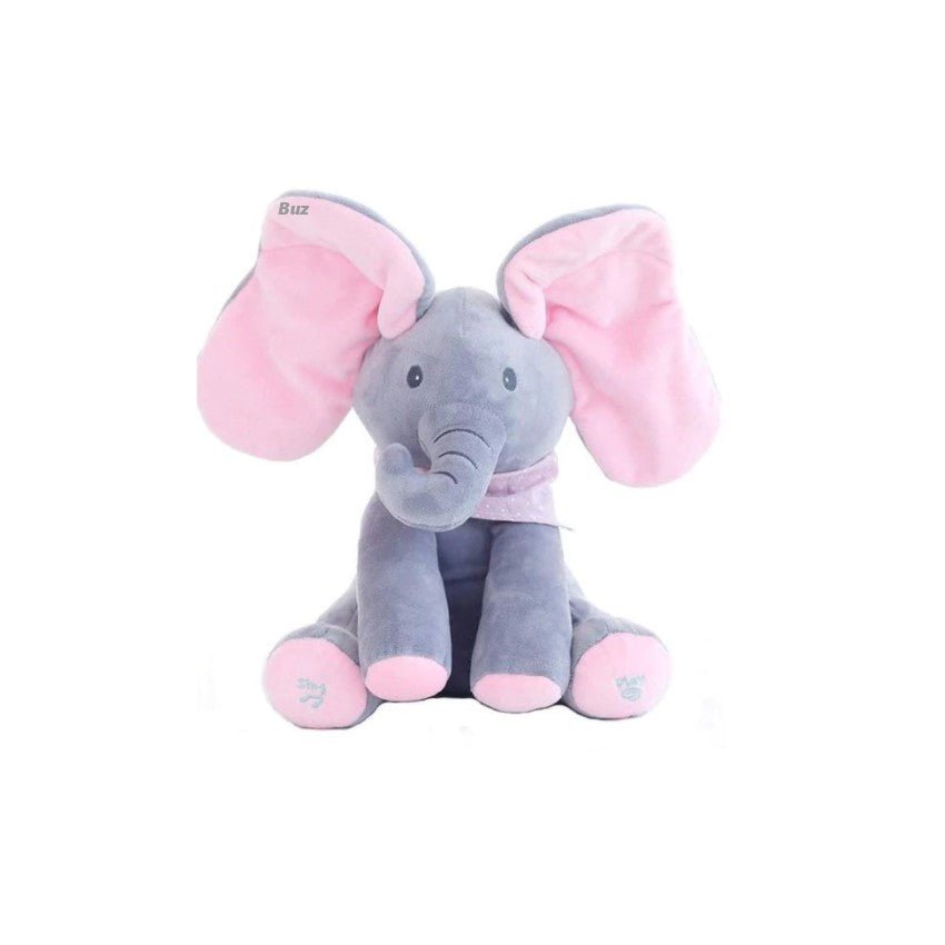 Jucarie interactiva elefant, peek a boo, canta si vorbeste, limba engleza, roz - BUZ.RO