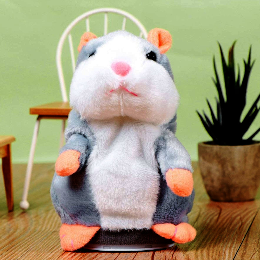 Jucarie interactiva, hamster vorbitor, bebelusi, copii, din plus, educativa, inregistreaza si reda vocea, imitator, gri