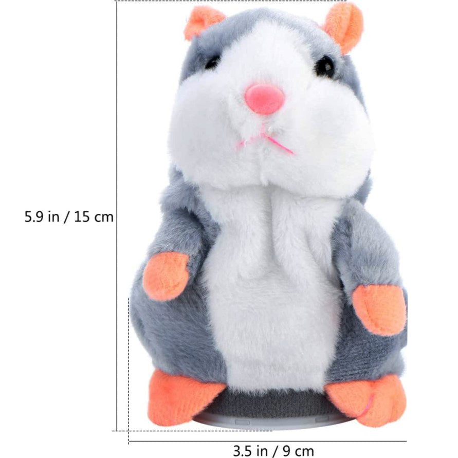 Jucarie interactiva, hamster vorbitor, bebelusi, copii, din plus, educativa, inregistreaza si reda vocea, imitator, gri