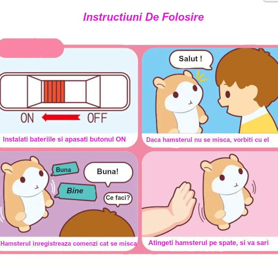 Jucarie interactiva, hamster vorbitor, bebelusi, copii, din plus, educativa, inregistreaza si reda vocea, imitator, gri
