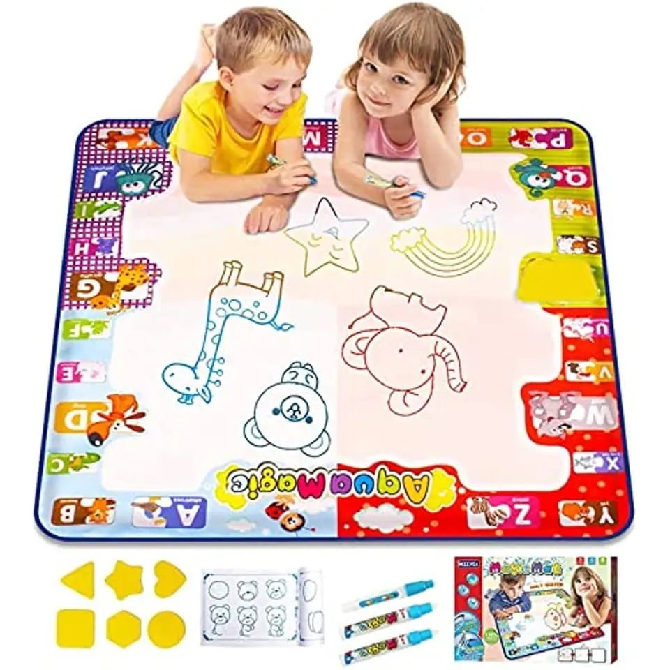Jucarie interactiva, jucarie educativa, covoras magic, picteaza, deseneaza si coloreaza, cu apa, 78x78 cm - BUZ.RO