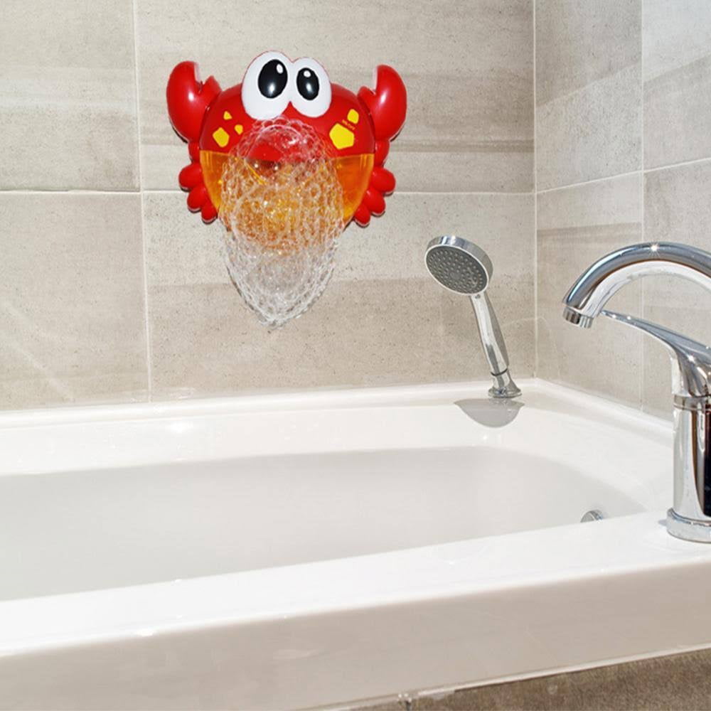 Jucarie muzicala de baie, jucarie interactiva, baloane de sapun, ventuze , crab, rosu, 18+luni