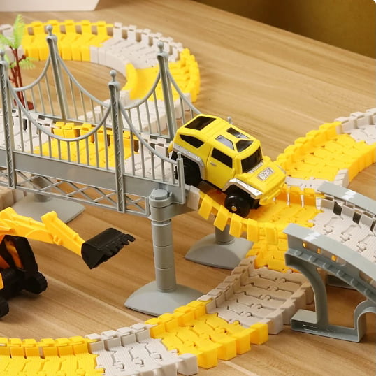 Set pista curse, 346 piese flexibile, jucarie interactiva, cu masini, jucarii baieti si fete, + 3 ani, montessori