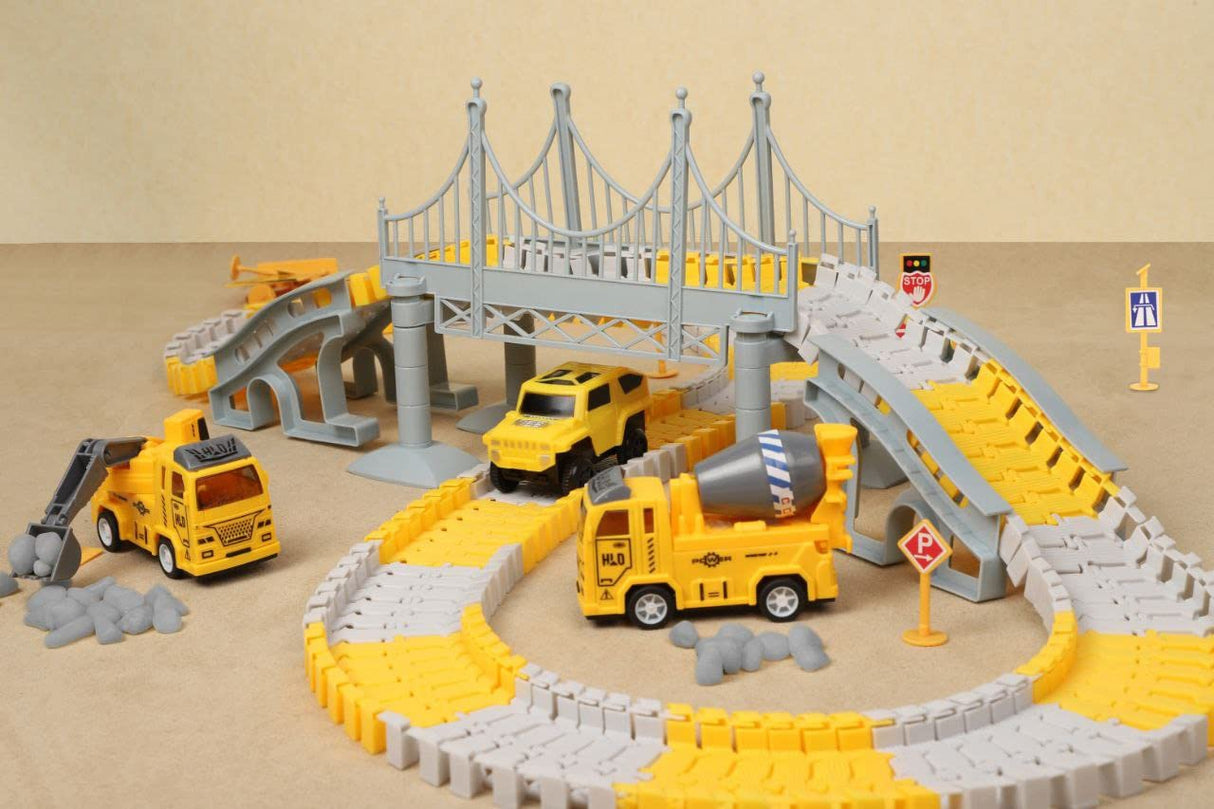 Set pista curse, 346 piese flexibile, jucarie interactiva, cu masini, jucarii baieti si fete, + 3 ani, montessori