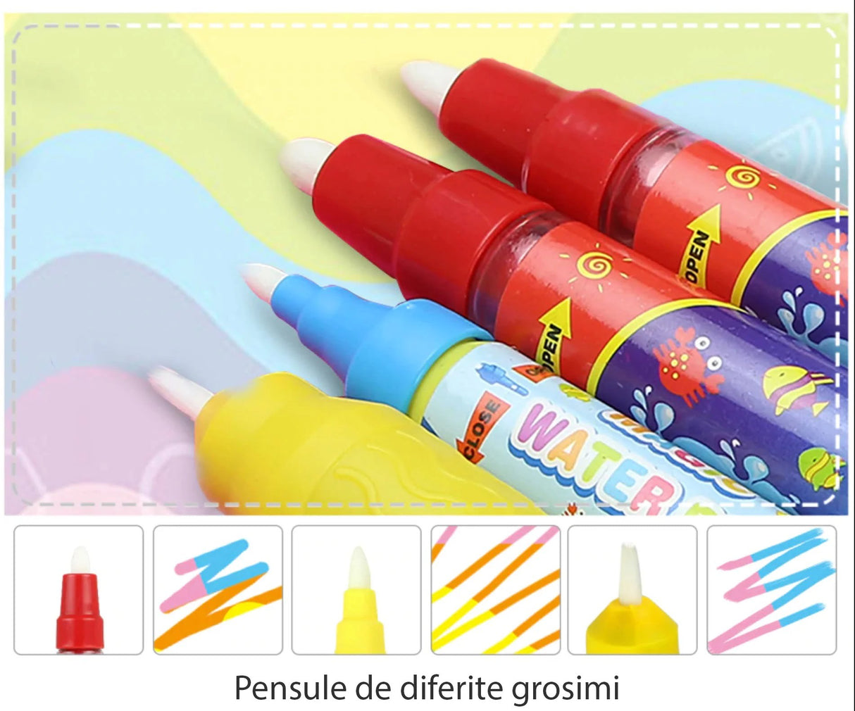 Jucarie interactiva si educativa covoras magic pentru desenat cu apa, carioci magice, +3 ani, LEXI, 100x100