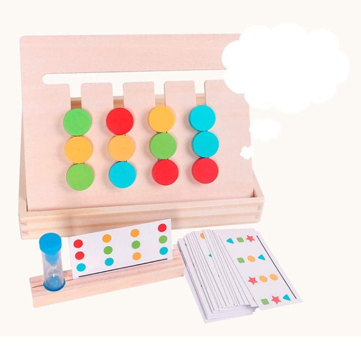 Jucarie intractiva si educativa puzzle Montessori, joc de culoare, orientare, logica, sortare dupa model, din lemn - BUZ.RO