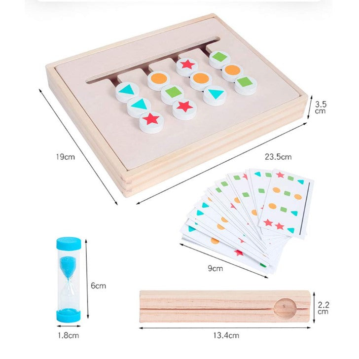 Jucarie intractiva si educativa puzzle Montessori, joc de culoare, orientare, logica, sortare dupa model, din lemn