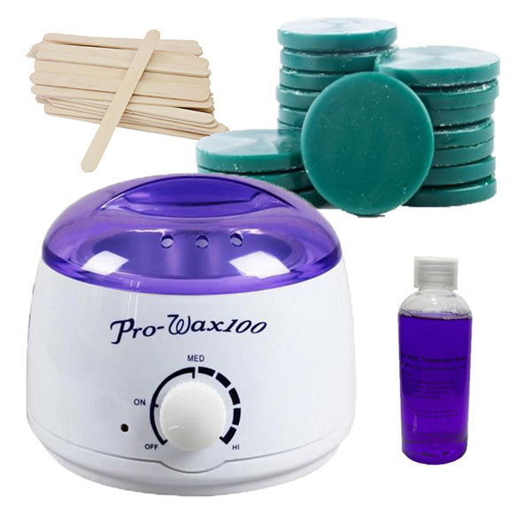 Kit Epilare cu Ceară Discuri Verzi 1kg – Incalzitor, Ulei, Spatule – Epilare Profesională
