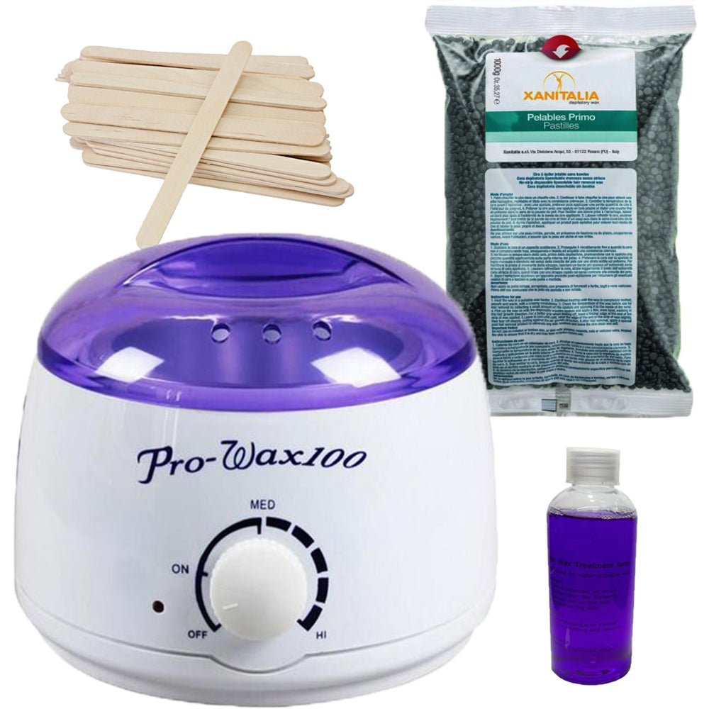 Kit epilare incalzitor ceara elastica granule ulei - Carbune Negru - BUZ.RO