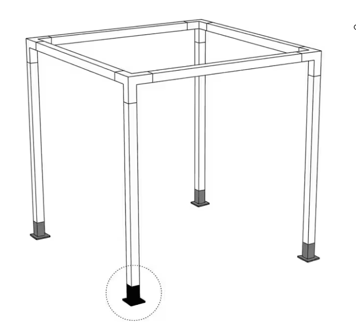 Kit pergola 3x4 M, structura metalica, conectori pergola/garaj, 8 conectori metal, culoare neagra, 100x100mm - BUZ.RO