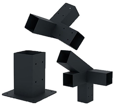 Kit pergola, structura metalica, conectori pergola/garaj, 10 conectori metal, culoare neagra, 100x100mm - BUZ.RO