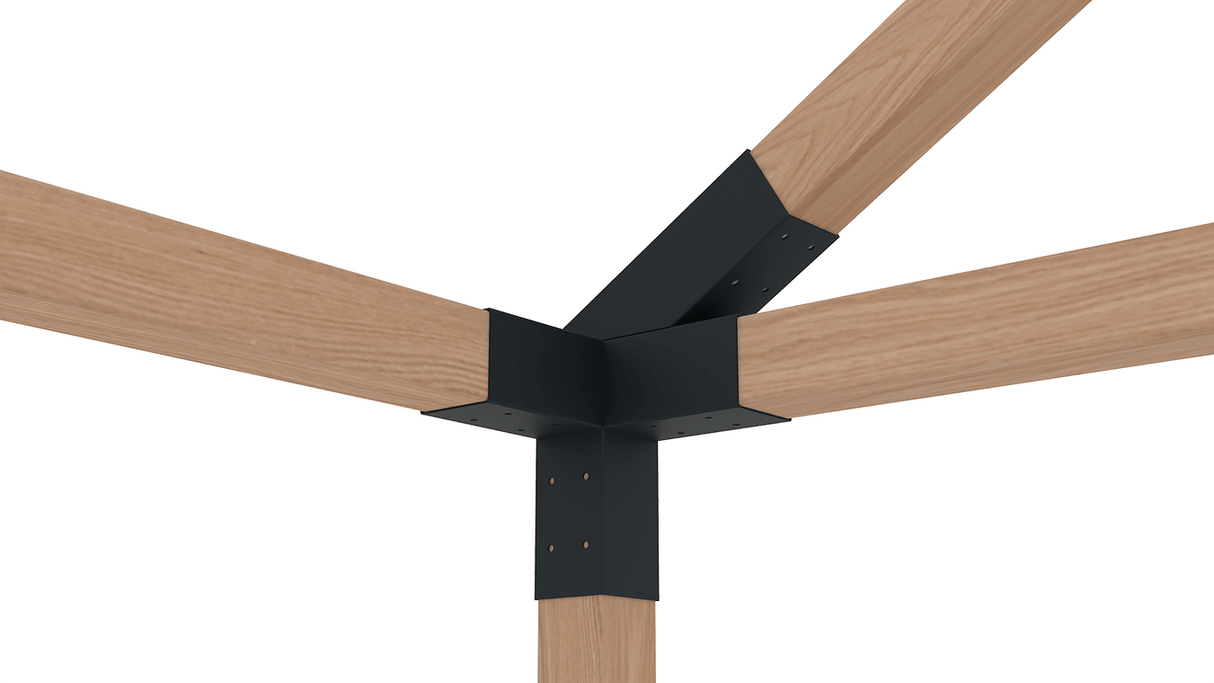 Kit pergola, structura metalica, conectori pergola/garaj, 10 conectori metal, culoare neagra, 100x100mm - BUZ.RO