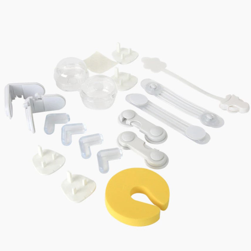 Kit protectie copii, set 18 piese mobilier si prize, sigurante universale incuietori magnetice sertare si usi, dulapuri
