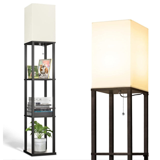 Lampa de podea din metal cu 3 polite integrate, lumina calda, rece si neutra, design modern, 160x26x26 cm, 40W