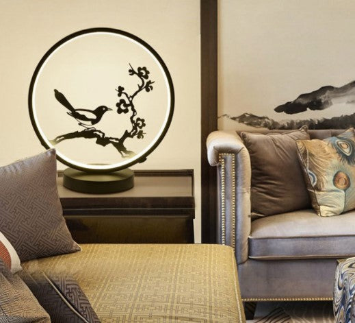 Lampa de veghe, pentru masa sau perete, veioza cu iluminare led, 3D, 3W, conectare la priza, model pasare luminoasa 300x15x325