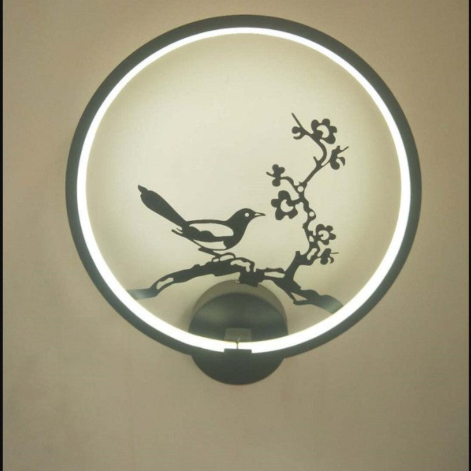 Lampa de veghe, pentru masa sau perete, veioza cu iluminare led, 3D, 3W, conectare la priza, model pasare luminoasa 300x15x325