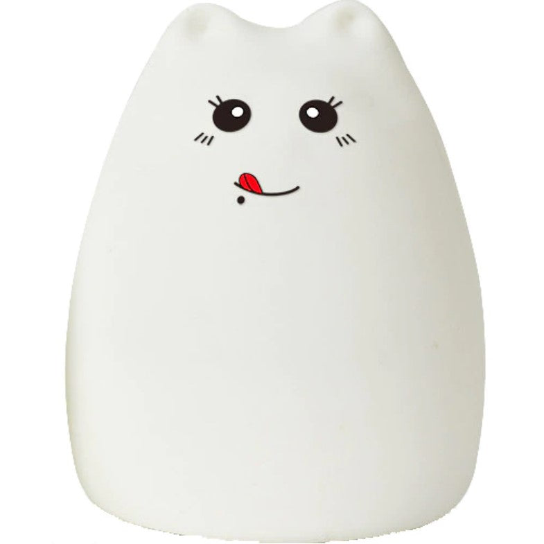 Lampa de veghe portabila, pisicuta, cu 7 culori de LEDuri, silicon BPA-free, USB, touch-control, telecomanda, temporizator, lampa de noapte
