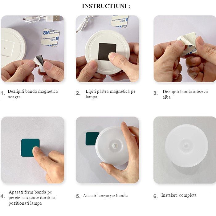 Lampa LED cu senzori de miscare, incarcare USB, portabila, pentru dressing, hol, scari, dulap de bucatarie, garaj, camera bebelusului, lumina calda - BUZ.RO