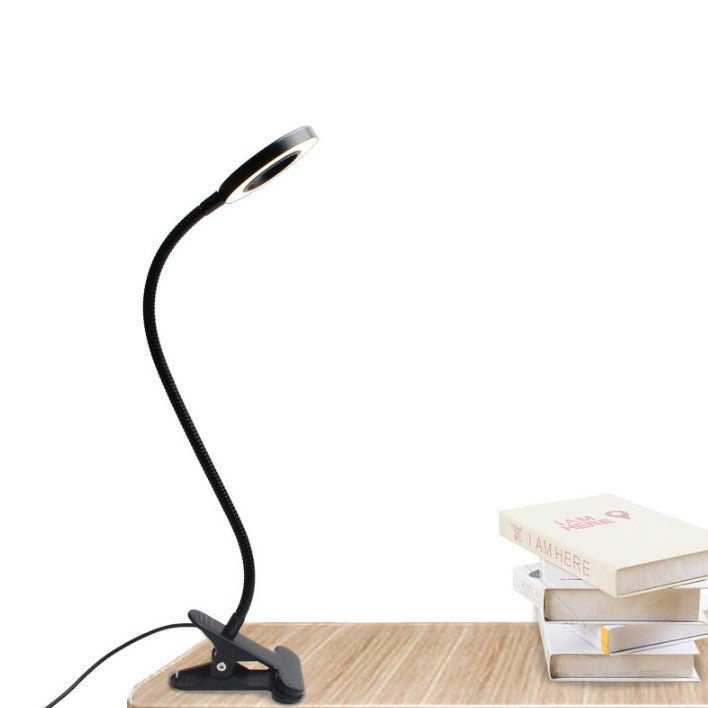 Lampa LED de birou, cu clema, 3 intensitati lumina 4000K, reglabila, flexibila, 360 grade, neagra - BUZ.RO