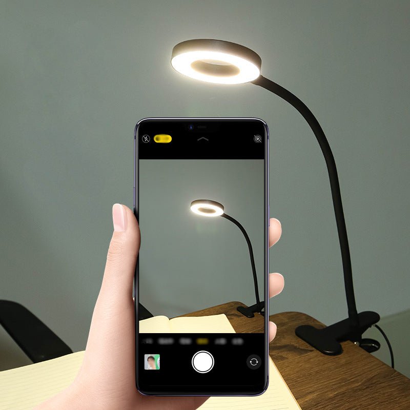 Lampa LED de birou, cu clema, 3 intensitati lumina 4000K, reglabila, flexibila, 360 grade, neagra - BUZ.RO