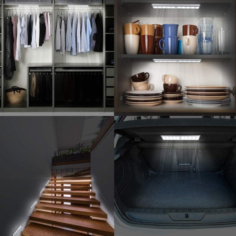 Lampa LED inteligenta, cu senzori de miscare, incarcare USB, magnetica, cu telecomanda, pentru dressing, hol, scari, dulap de bucatarie, baie, garaj, 40 LED-uri, alb rece