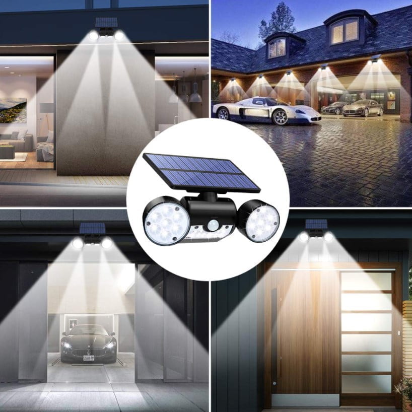 Lampa solara dubla, adjustabila cu 30 leduri, 3 tipuri de iluminare, IP65 si senzor de miscare - BUZ.RO